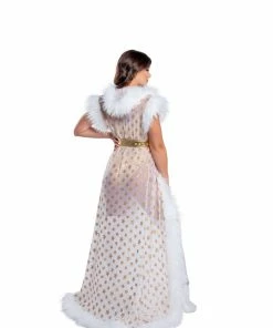 J-Valentine, Inc CH305 - Fur Trimmed Sequin Mesh Hooded Duster OUTERWEAR