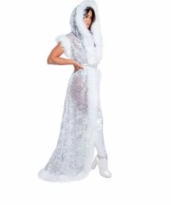 J-Valentine, Inc CH305 - Fur Trimmed Sequin Mesh Hooded Duster OUTERWEAR 15 J-Valentine, Inc CH305 - Fur Trimmed Sequin Mesh Hooded Duster OUTERWEAR