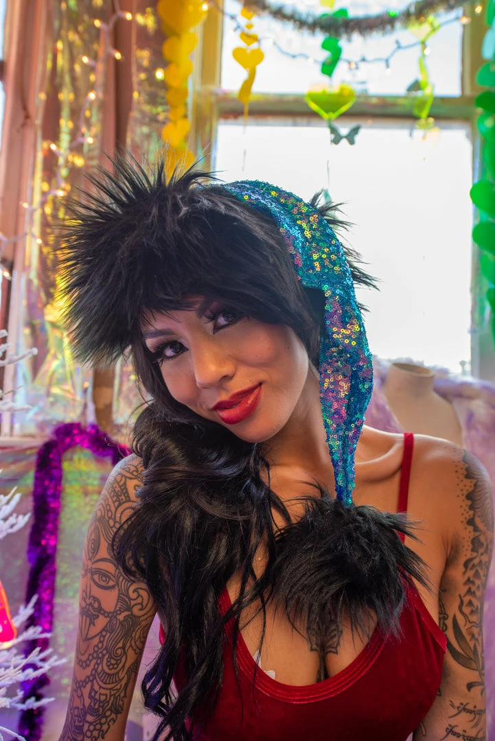 J-Valentine, Inc CH333 - Holographic Sequin Santa Hat ACCESSORIES 8 J-Valentine, Inc CH333 - Holographic Sequin Santa Hat ACCESSORIES