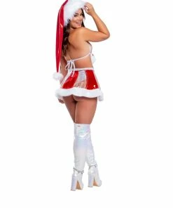 J-Valentine, Inc TOPS CH378 - Holographic Vinyl Triangle Top With Fur Pom-Poms 11 J-Valentine, Inc TOPS CH378 - Holographic Vinyl Triangle Top With Fur Pom-Poms