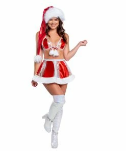 J-Valentine, Inc TOPS CH378 - Holographic Vinyl Triangle Top With Fur Pom-Poms 10 J-Valentine, Inc TOPS CH378 - Holographic Vinyl Triangle Top With Fur Pom-Poms