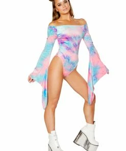 J-Valentine Catalog ONE PIECES FF113 - Tie-Dye Velvet Long Sleeve Gypsy Bodysuit