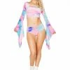J-Valentine Catalog FF115 - Long Sleeve Tie Dye Gypsy Sleeve Top TOPS