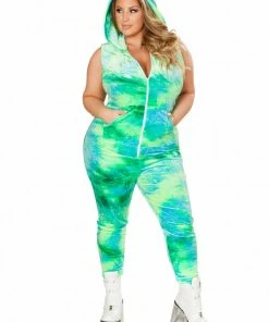 J-Valentine Catalog ONE PIECES FF186 - Tie Dye Velvet Zipper Front Jumpsuit
