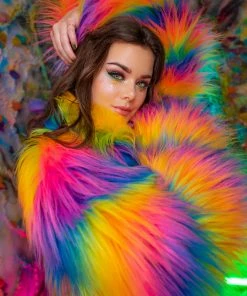 J-Valentine, Inc OUTERWEAR FR154 - Rainbow Attitude Fur Coat 11 J-Valentine, Inc OUTERWEAR FR154 - Rainbow Attitude Fur Coat