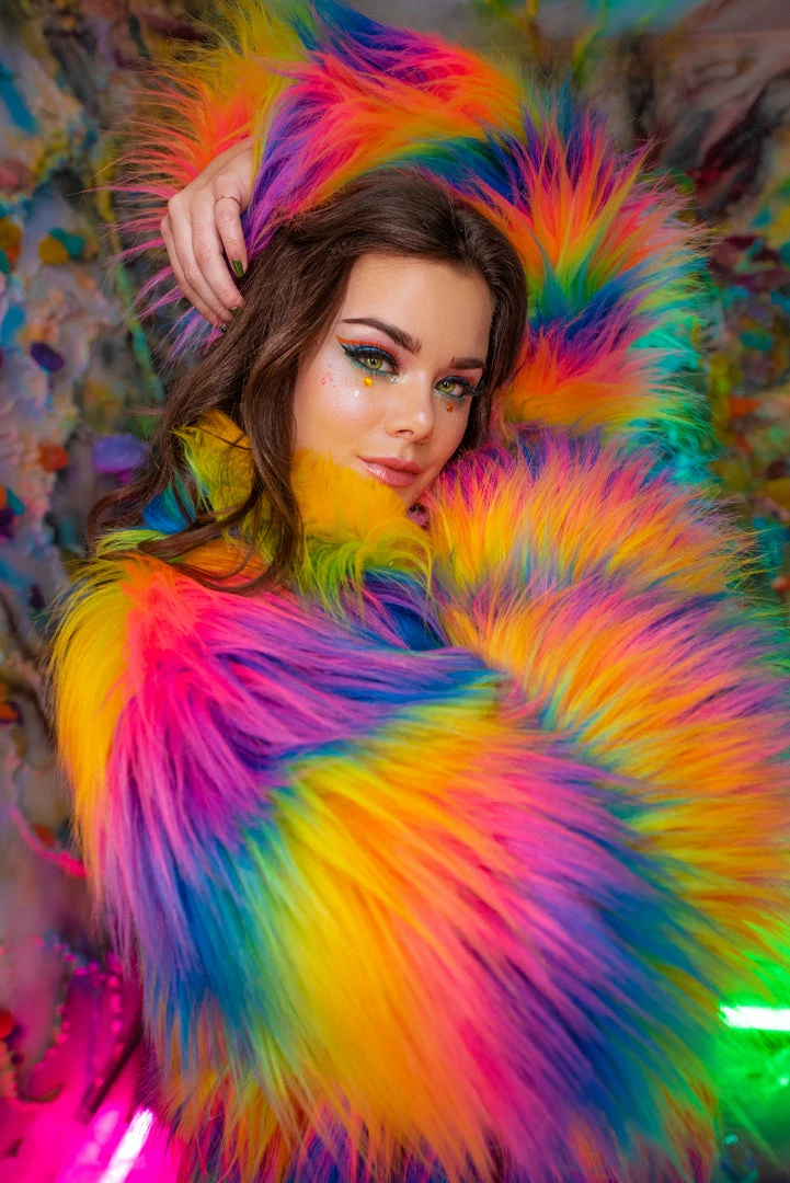 J-Valentine, Inc OUTERWEAR FR154 - Rainbow Attitude Fur Coat 7 J-Valentine, Inc OUTERWEAR FR154 - Rainbow Attitude Fur Coat